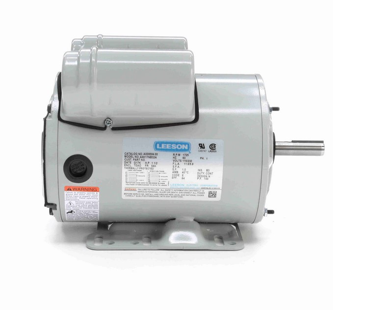 A009594.00 Leeson 1 1/2 hp 1800 RPM 115/230V 56H Frame TEAO 1-Phase Belt Drive Farm Motor